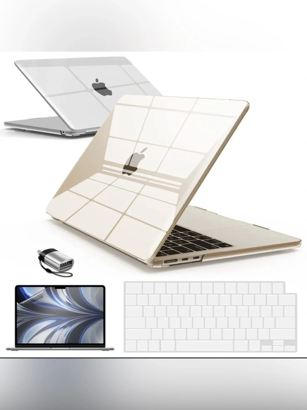 Ibenzer Apple MacBook Hard Shell Case Cover - Champagne Clear